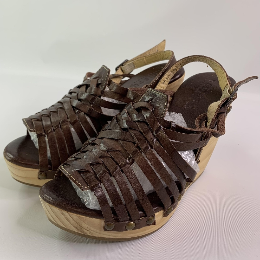Bed Stu Brown and Tan Wedges
